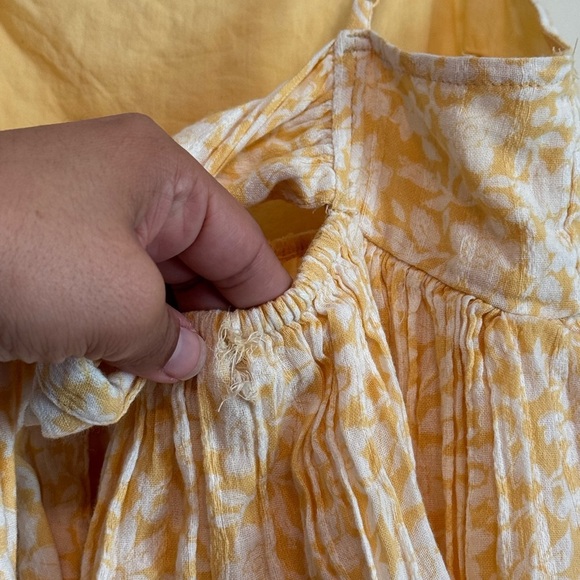 American Eagle Women's Babydoll Yellow Floral Print Mini Summer Dress - Picture 7 of 7